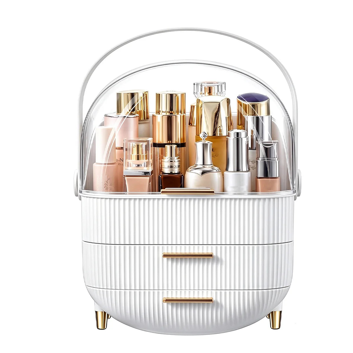 Makeup Organizer Skincare Organizers With Drawers Cosmetic Display Cases with Transparent Cover, Skincare Organizers for Bathroom Countertop, Bedroom Vanity Desk, White