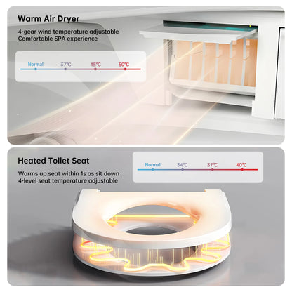 Smart Toilet with Bidet Built In, One Piece Bidet with 80MM Heated Seat, Voice Control, Warm Water Sprayer &amp; Dryer, Foam Shield