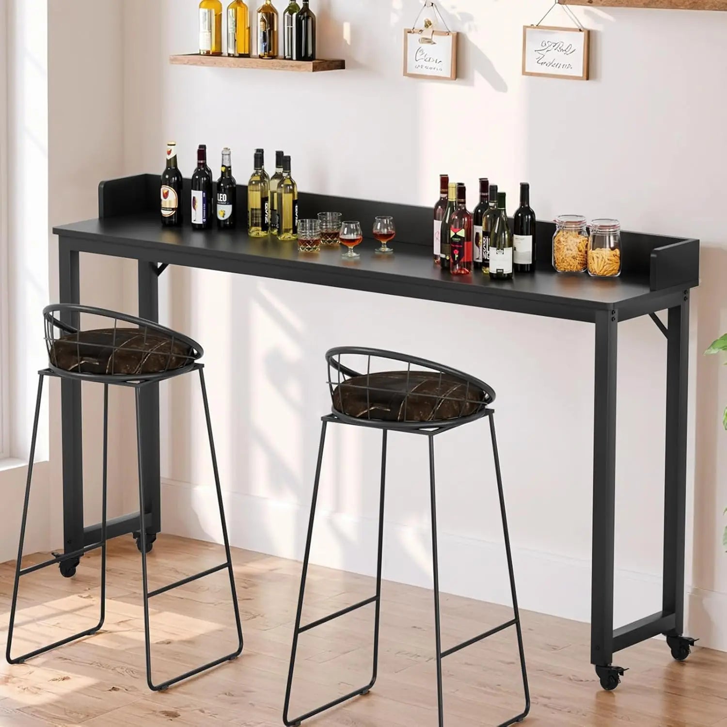 Overbed Table with Wheels,Queen Full Size Mobile Computer Desk,Standing Laptop Cart,Over Bed Table with Heavy Duty Metal Leg,16D x 71W x 41H inch,for Bedroom