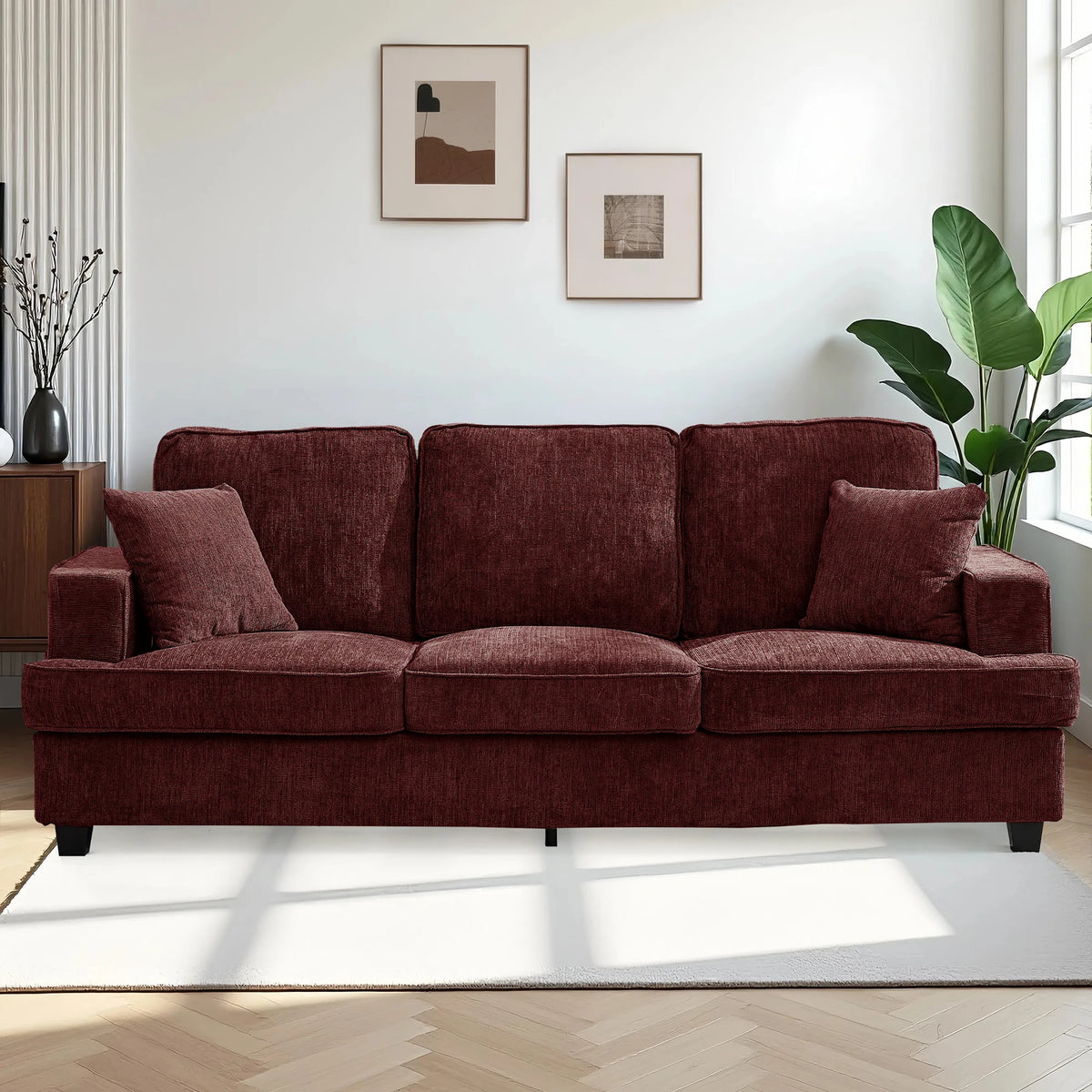 Couches for Living Room, 89 inch Cloud Couch Sofa in Chenile with Extra Comfy Soft Seats, Modern 3 Seater Sofas for Bedroom