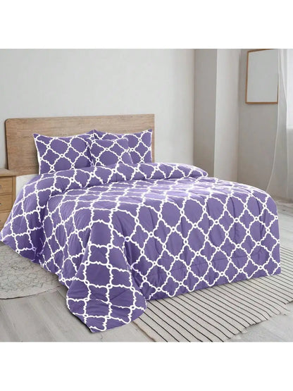 LUX Décor Reversible 5pc Comforter Set, Printed Bedding Set, Microfiber Bed in a Bag, Includes 1 Comforter, 2 Pillow Shams