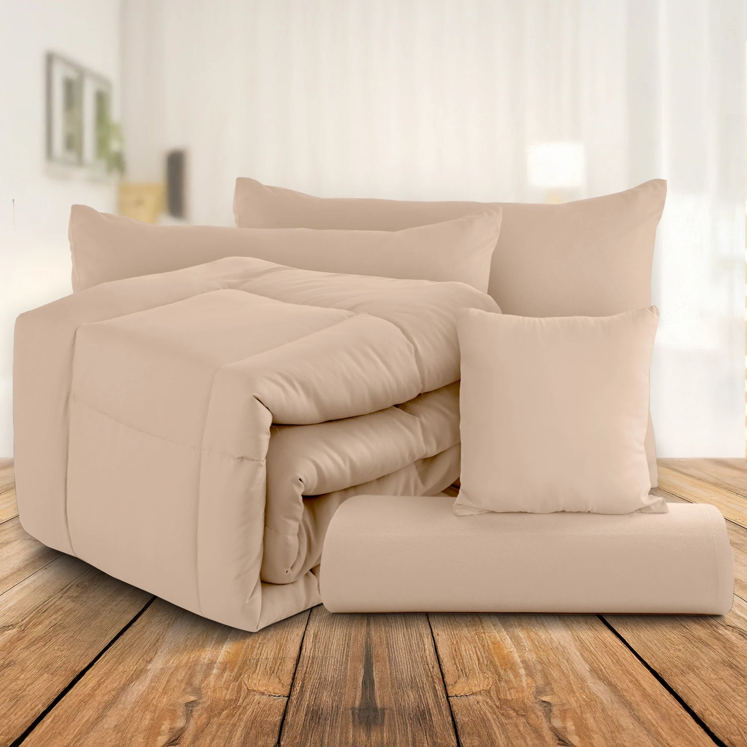 Lux Décor 5-Piece Comforter Set –All in one Bed in a Bag - Includes Comforter, 2 Shams, Decorative Pillow &amp; Bed Skirt