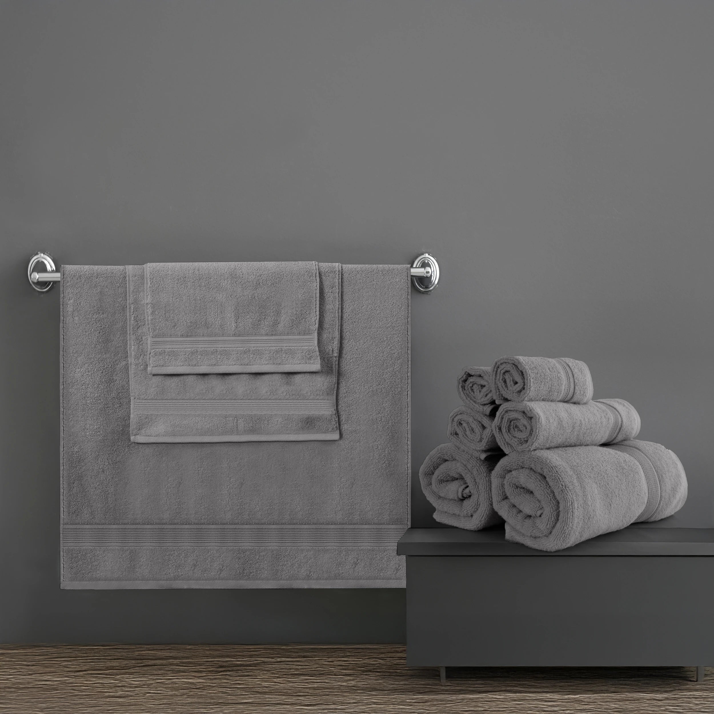 Lux Decor 6-Piece Bath Towel Set – 100% Cotton, 525 GSM, Ultra-Soft &amp; Absorbent