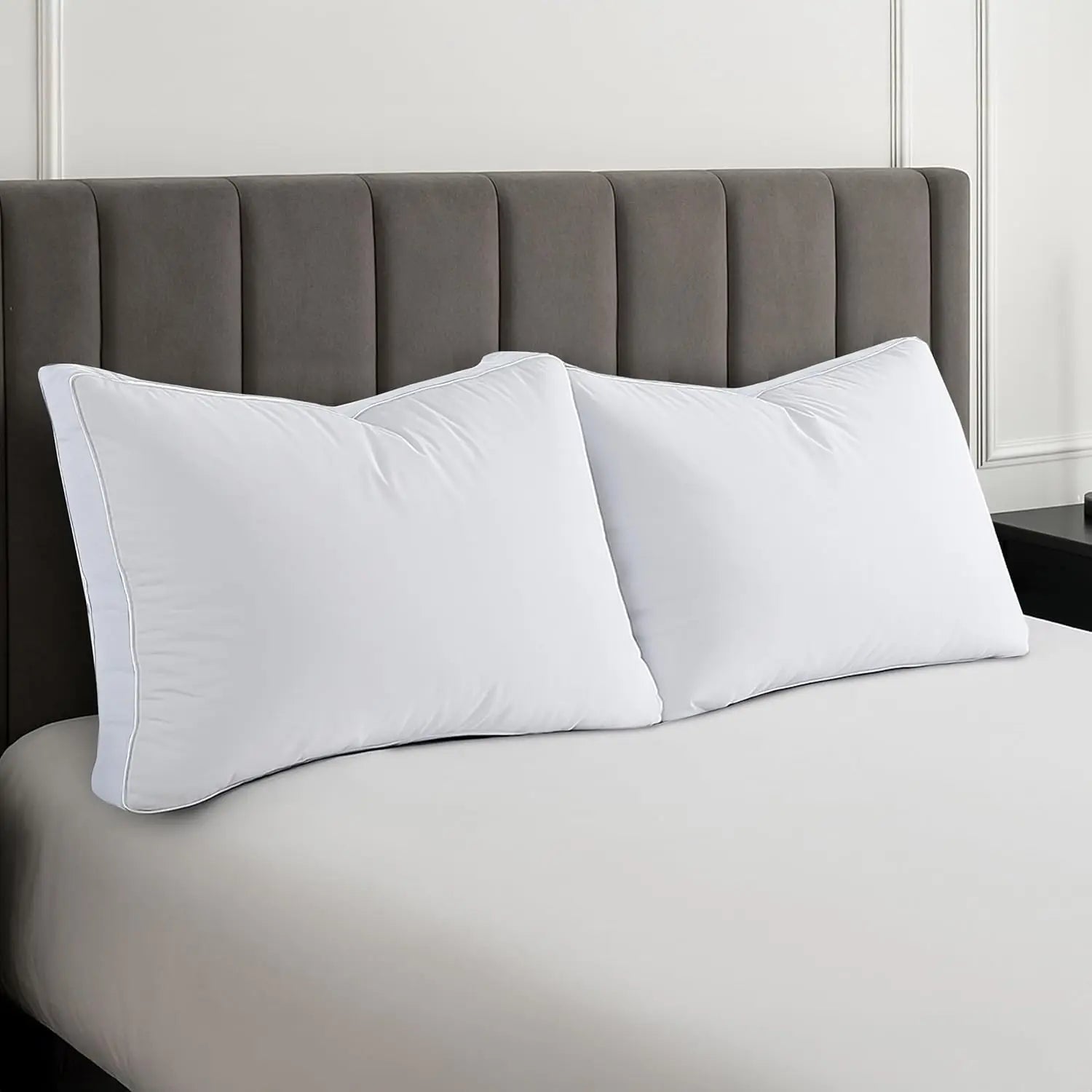 Lux Décor Bed Pillows- Set of 2 - Hotel Quality Gusseted Down Alternative Pillows for Back, Stomach or Side Sleepers
