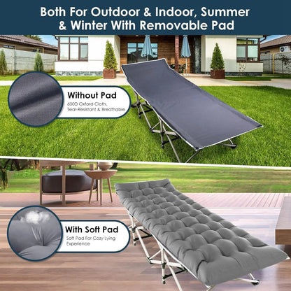 Foldable Portable Outdoor Lounge Chair With Foam Mattress For Garden