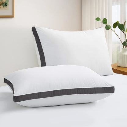 Lux Décor Bed Pillows- Set of 2 - Hotel Quality Gusseted Down Alternative Pillows for Back, Stomach or Side Sleepers