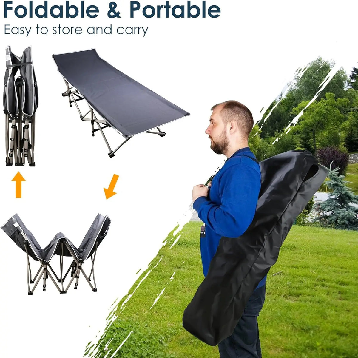 Foldable Portable Outdoor Lounge Chair With Foam Mattress For Garden