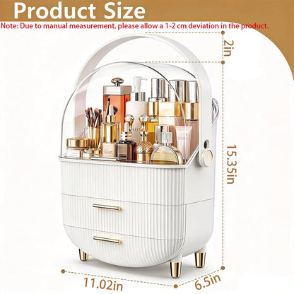 Makeup Organizer Skincare Organizers With Drawers Cosmetic Display Cases with Transparent Cover, Skincare Organizers for Bathroom Countertop, Bedroom Vanity Desk, White