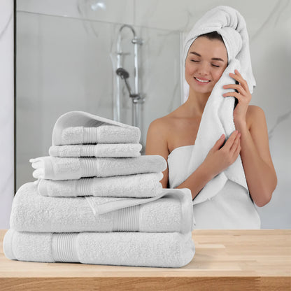 Lux Decor 6-Piece Bath Towel Set – 100% Cotton, 525 GSM, Ultra-Soft &amp; Absorbent