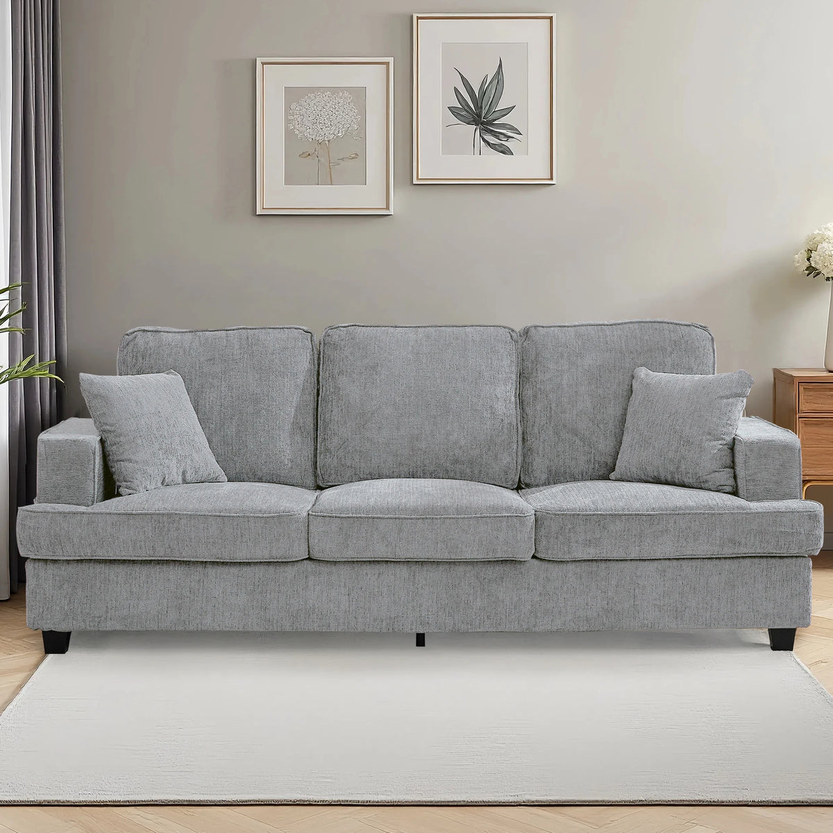 Couches for Living Room, 89 inch Cloud Couch Sofa in Chenile with Extra Comfy Soft Seats, Modern 3 Seater Sofas for Bedroom