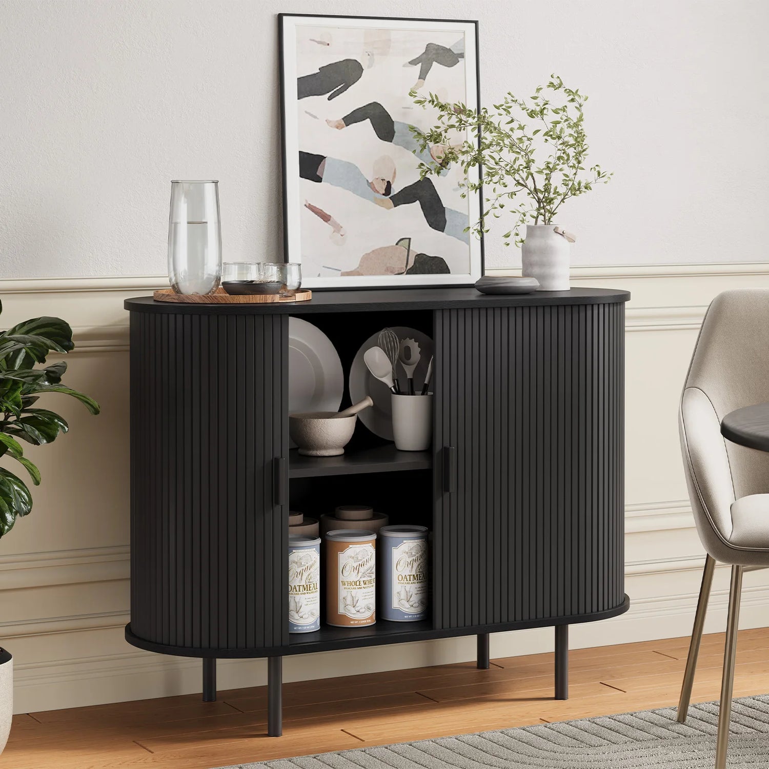 Sideboard Buffet Cabinet with Storage,40" Storage Cabinet with Sliding Door &amp; Adjustable Shelf,Coffee Bar Cabinet Console Table