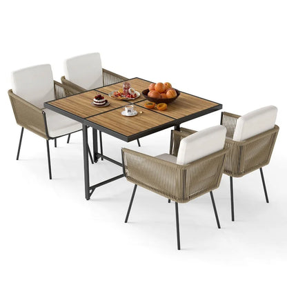 5 Pieces Patio Dining Set Outdoor Rectangular Table and Chairs Furniture Set