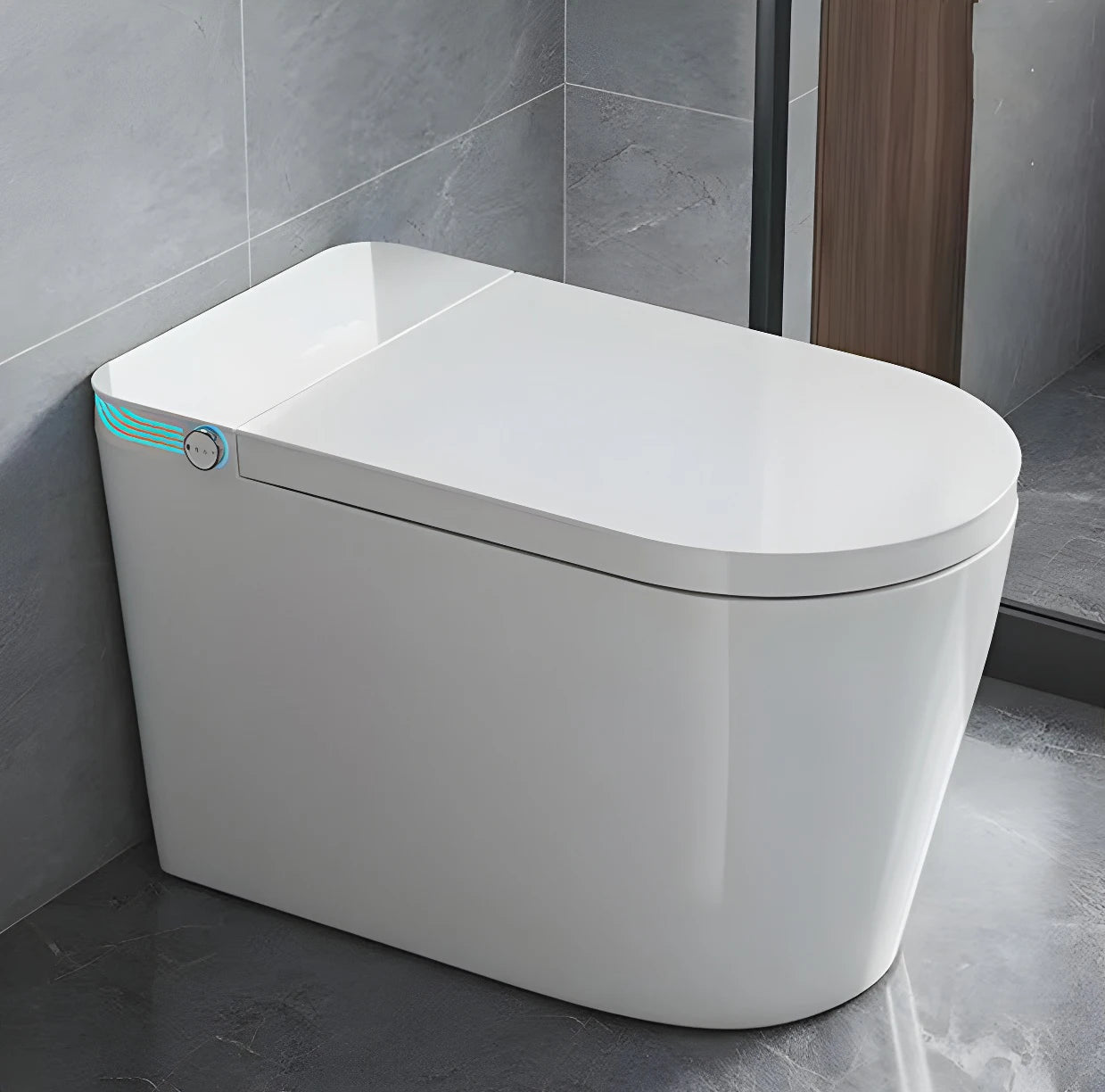 Smart Toilet with Bidet Built In, One Piece Bidet with 80MM Heated Seat, Voice Control, Warm Water Sprayer &amp; Dryer, Foam Shield
