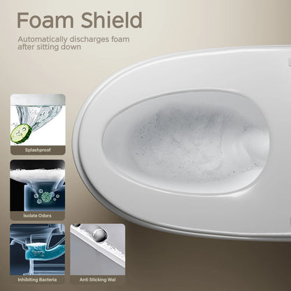 Smart Toilet with Built-in Bidet, AUTO Open/Close, Warm Water Sprayer, AUTO Dual Flush, Heated Bidet Toilet Seat for Bathrooms
