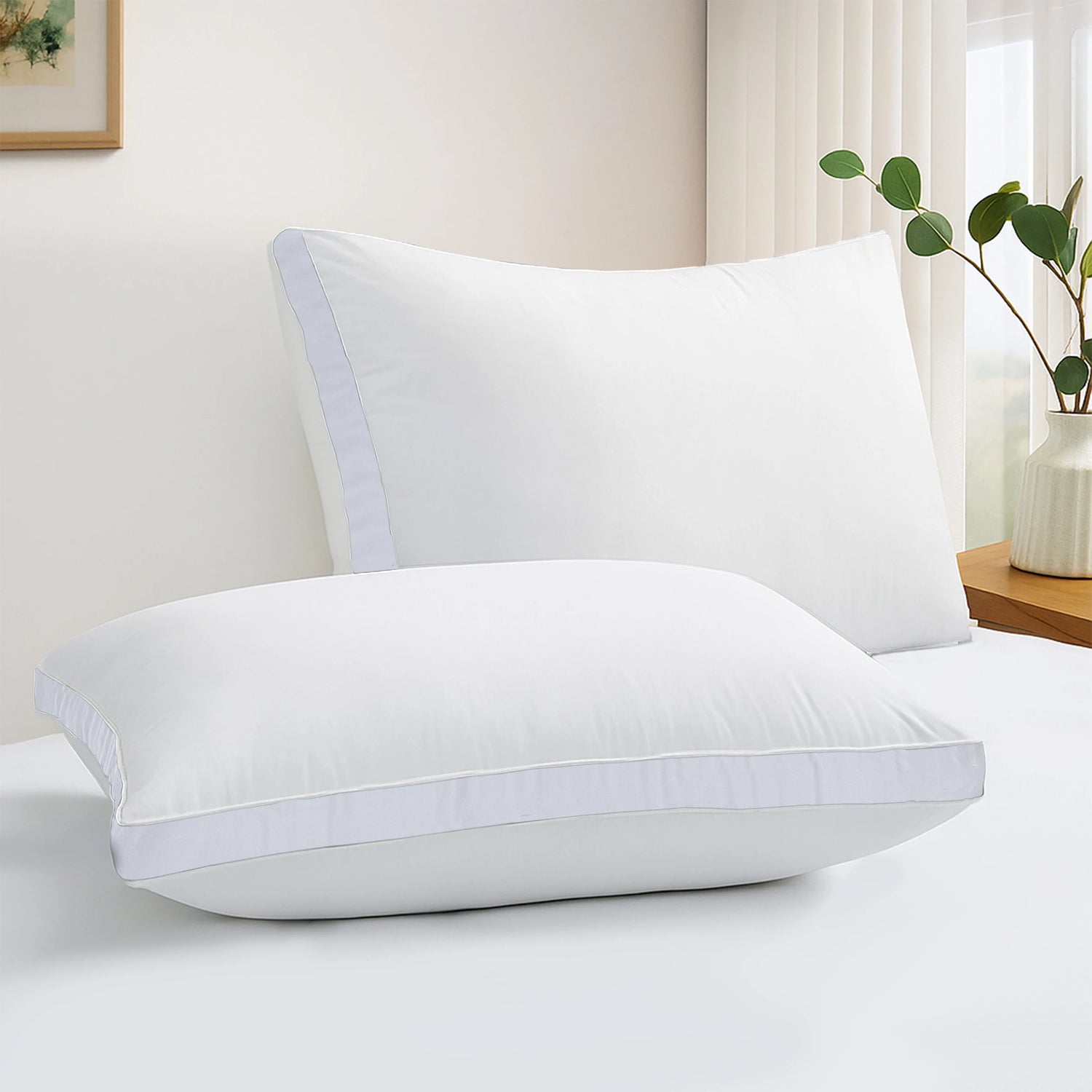 Lux Décor Bed Pillows- Set of 2 - Hotel Quality Gusseted Down Alternative Pillows for Back, Stomach or Side Sleepers