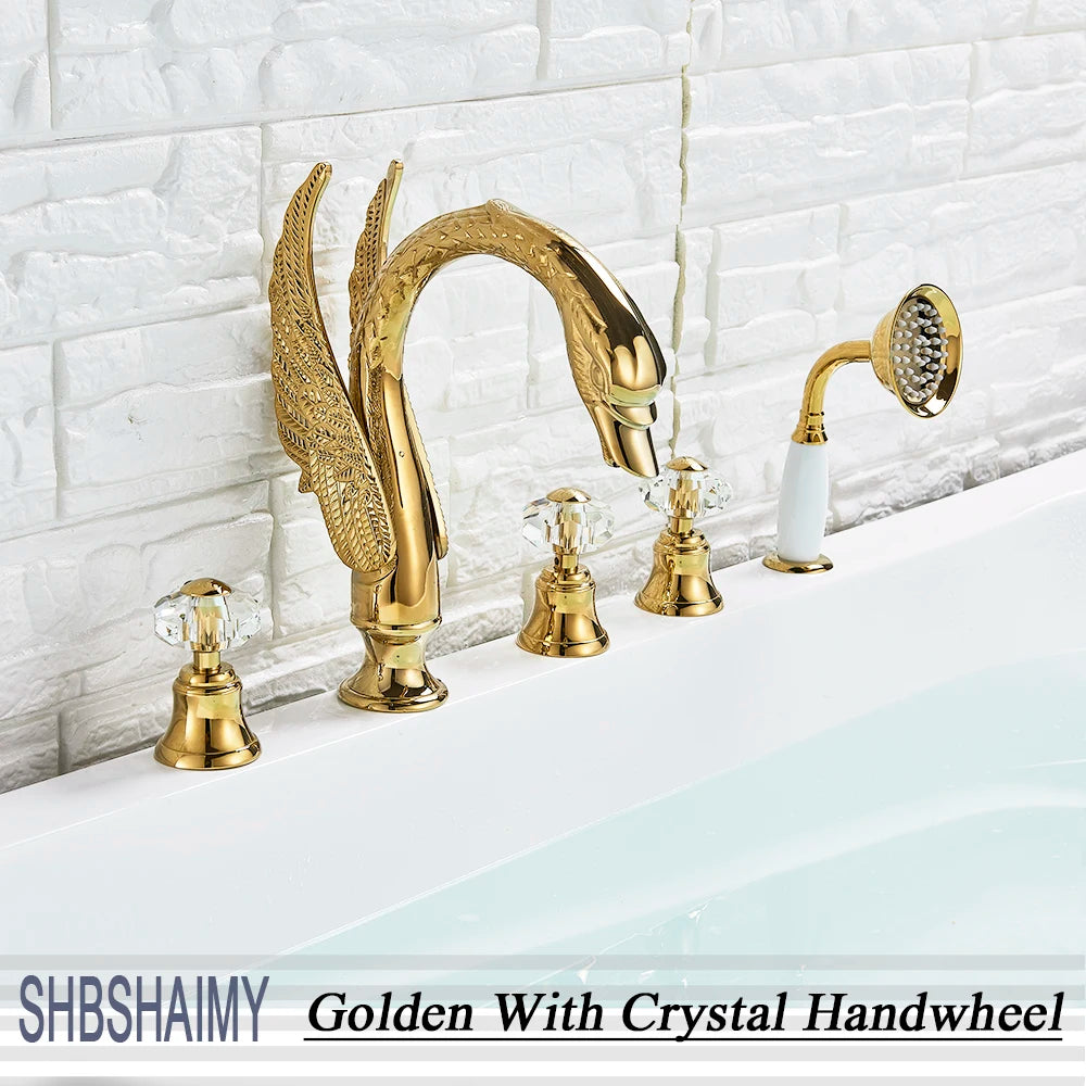 SHBSHAIMY Swan Shape Widespread Bathtub Faucet Mixer