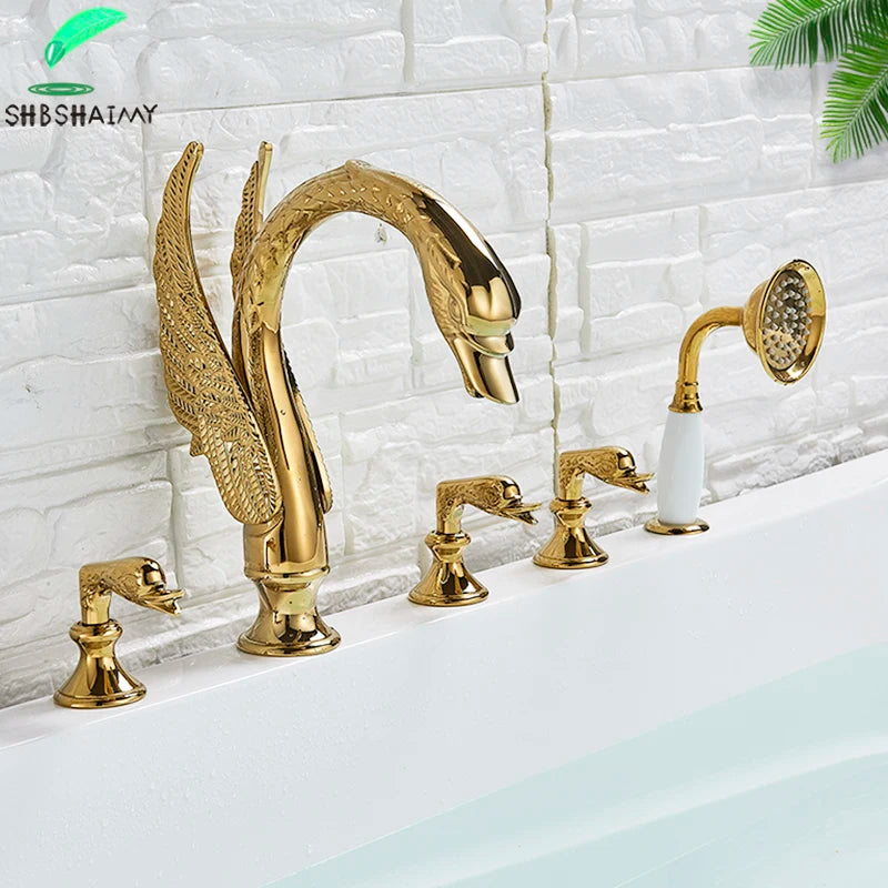 SHBSHAIMY Swan Shape Widespread Bathtub Faucet Mixer