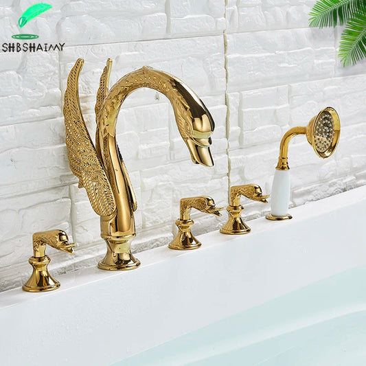 SHBSHAIMY Swan Shape Widespread Bathtub Faucet Mixer