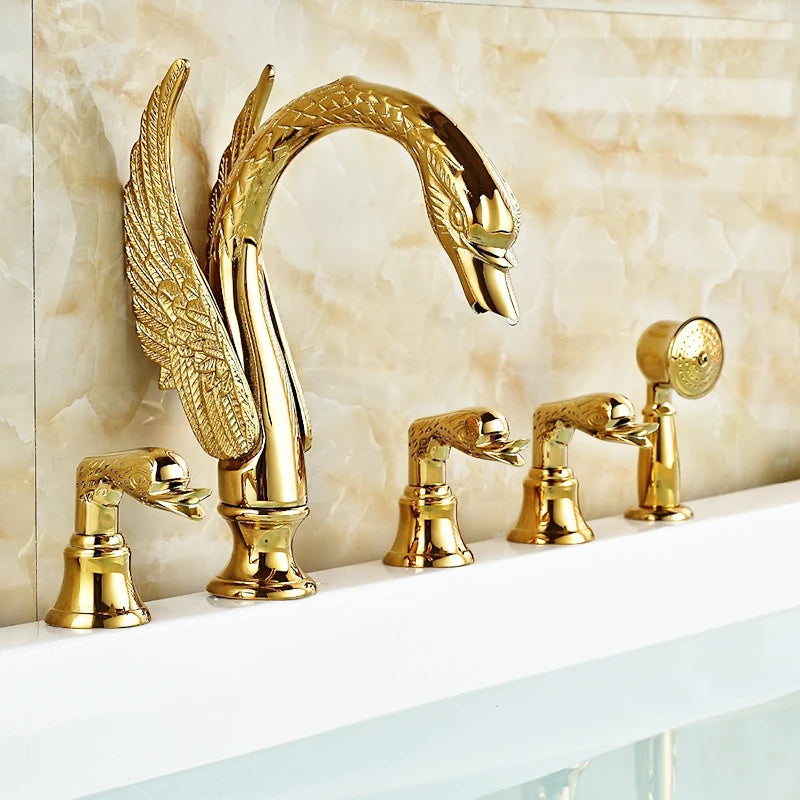 SHBSHAIMY Swan Shape Widespread Bathtub Faucet Mixer