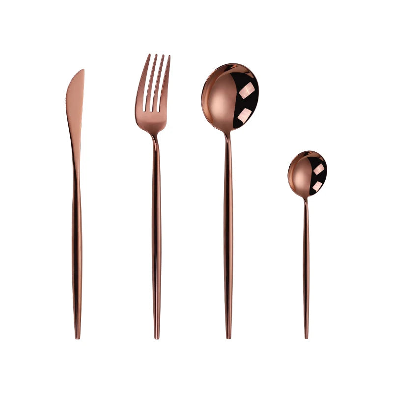 Gold Cutlery Set Forks Spoons Knives Tableware Steel Cutlery Set Stainless Steel Dinnerware Set Spoon Knife Fork Custom Logo