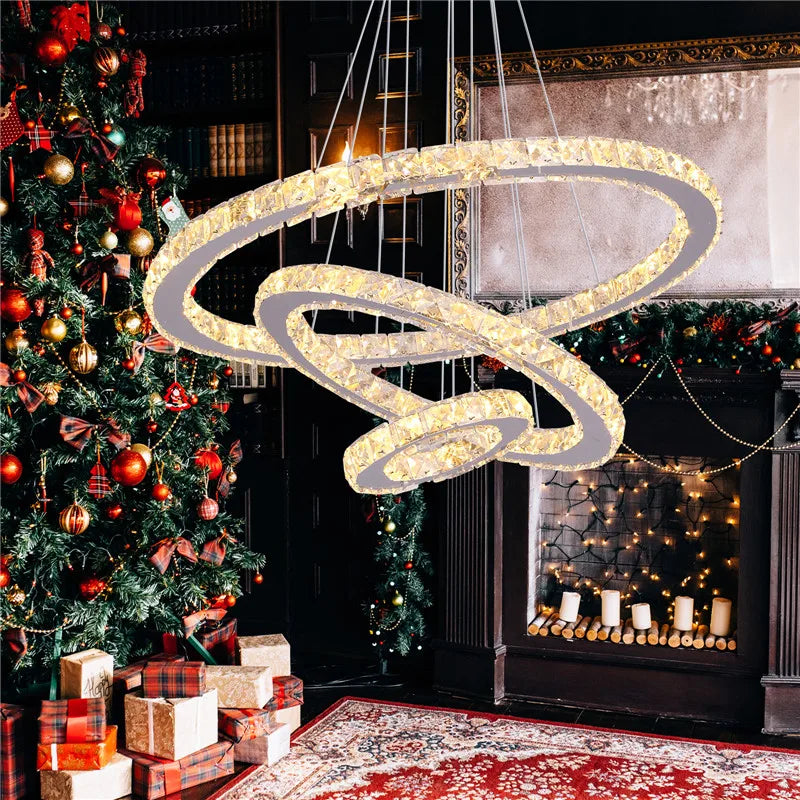 Luxury K9 Crystal Led Modern Pendant Light Chandelier DIY Shape Nordic Ceiling Lamp Lustre Living Dining Room Hang Decor Fixture