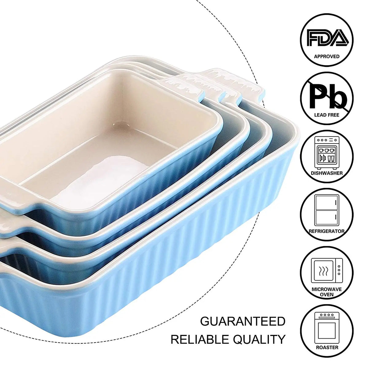 MALACASA Ceramic Baking Dish Set With Handles For Casseroles