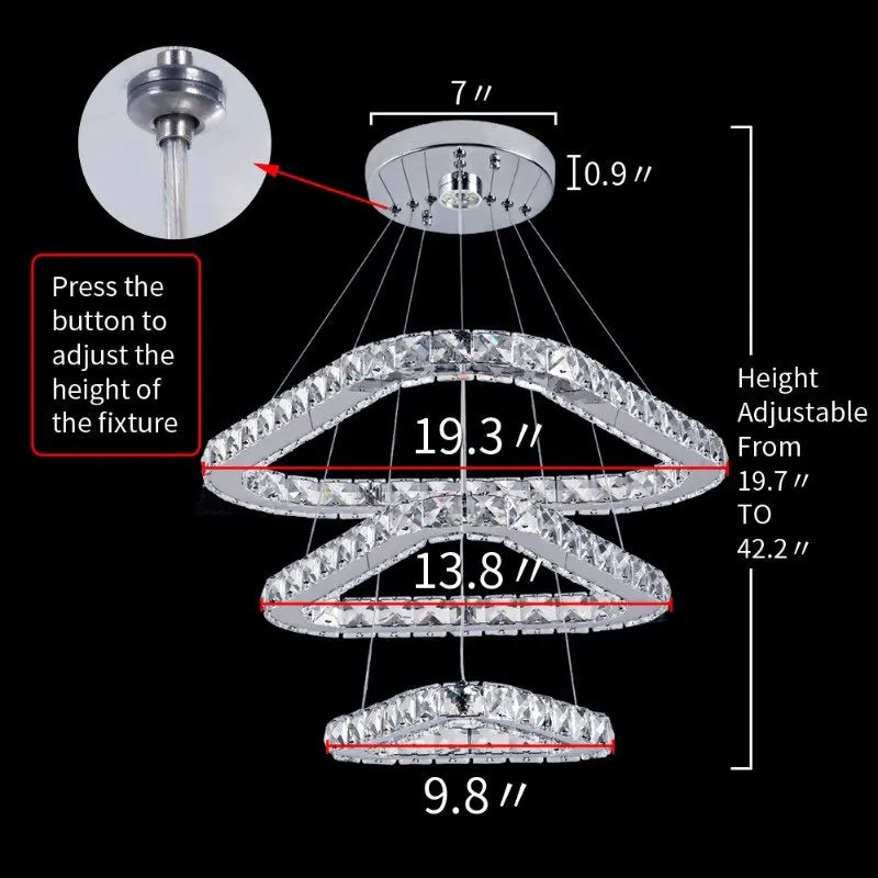 Luxury K9 Crystal Led Modern Pendant Light Chandelier DIY Shape Nordic Ceiling Lamp Lustre Living Dining Room Hang Decor Fixture