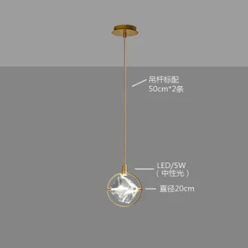 Modern Pendant Light Luxury Nordic Indoor K9 Crystal Led Ceiling Lamp Chandelier Creative Bedside Iron Art Bar Home Decoration