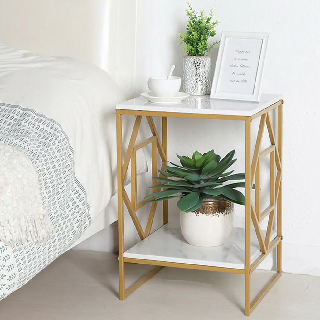 Wisfor Modern Marble Coffee Table Gold Frame For Living Room