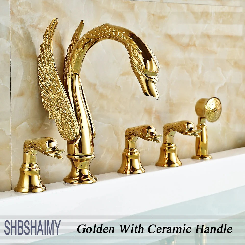 SHBSHAIMY Swan Shape Widespread Bathtub Faucet Mixer