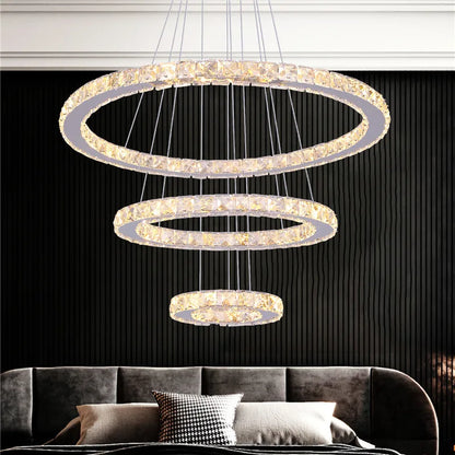 Luxury K9 Crystal Led Modern Pendant Light Chandelier DIY Shape Nordic Ceiling Lamp Lustre Living Dining Room Hang Decor Fixture