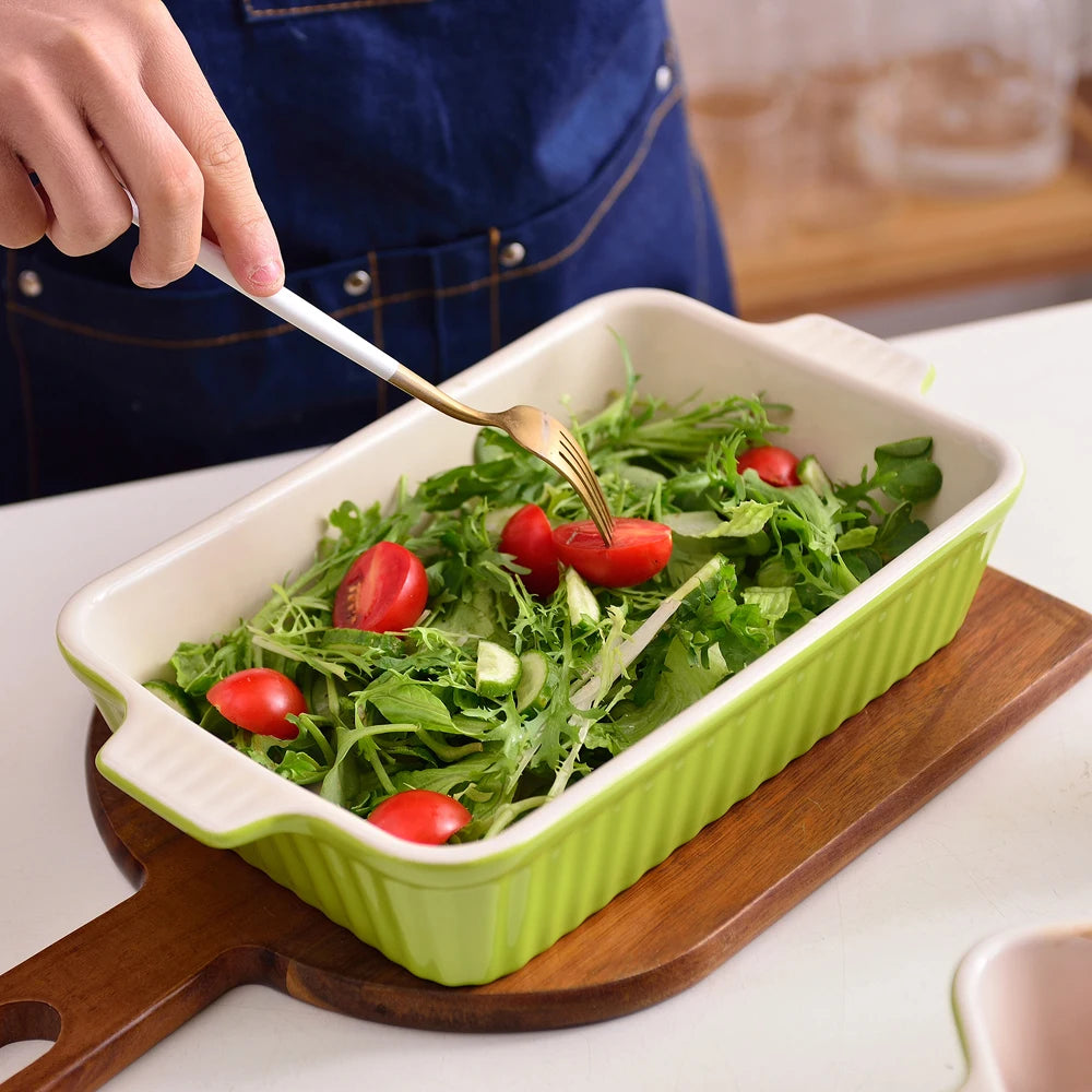 MALACASA Ceramic Baking Dish Set With Handles For Casseroles