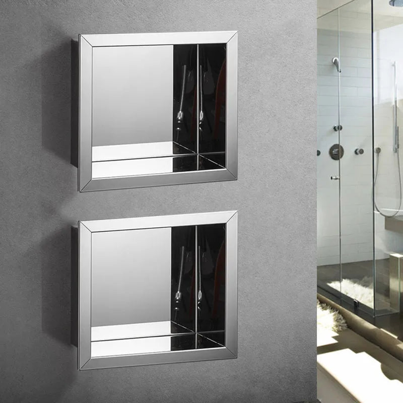 304 Stainless Steel Concealed Install Bathroom Storage Shelf Shower Organizer Storage Rack  Inside Wall Mounted Bathroom Shelf