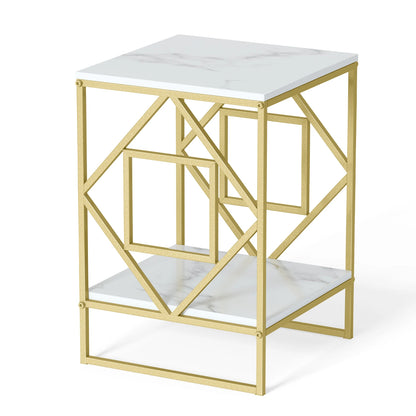 Wisfor Modern Marble Coffee Table Gold Frame For Living Room
