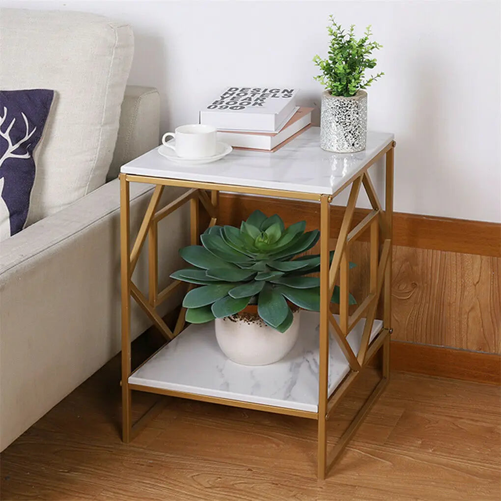 Wisfor Modern Marble Coffee Table Gold Frame For Living Room