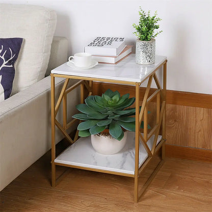 Wisfor Modern Marble Coffee Table Gold Frame For Living Room