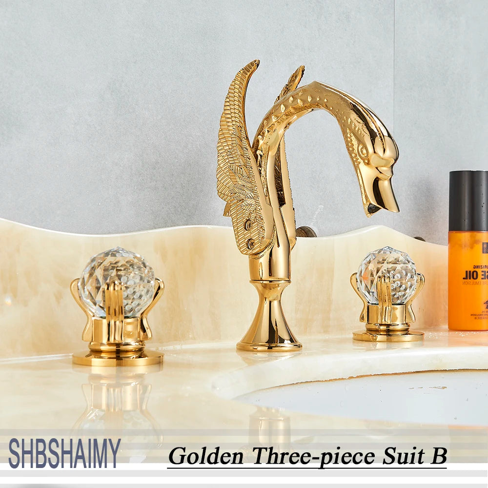 SHBSHAIMY Swan Shape Widespread Bathtub Faucet Mixer
