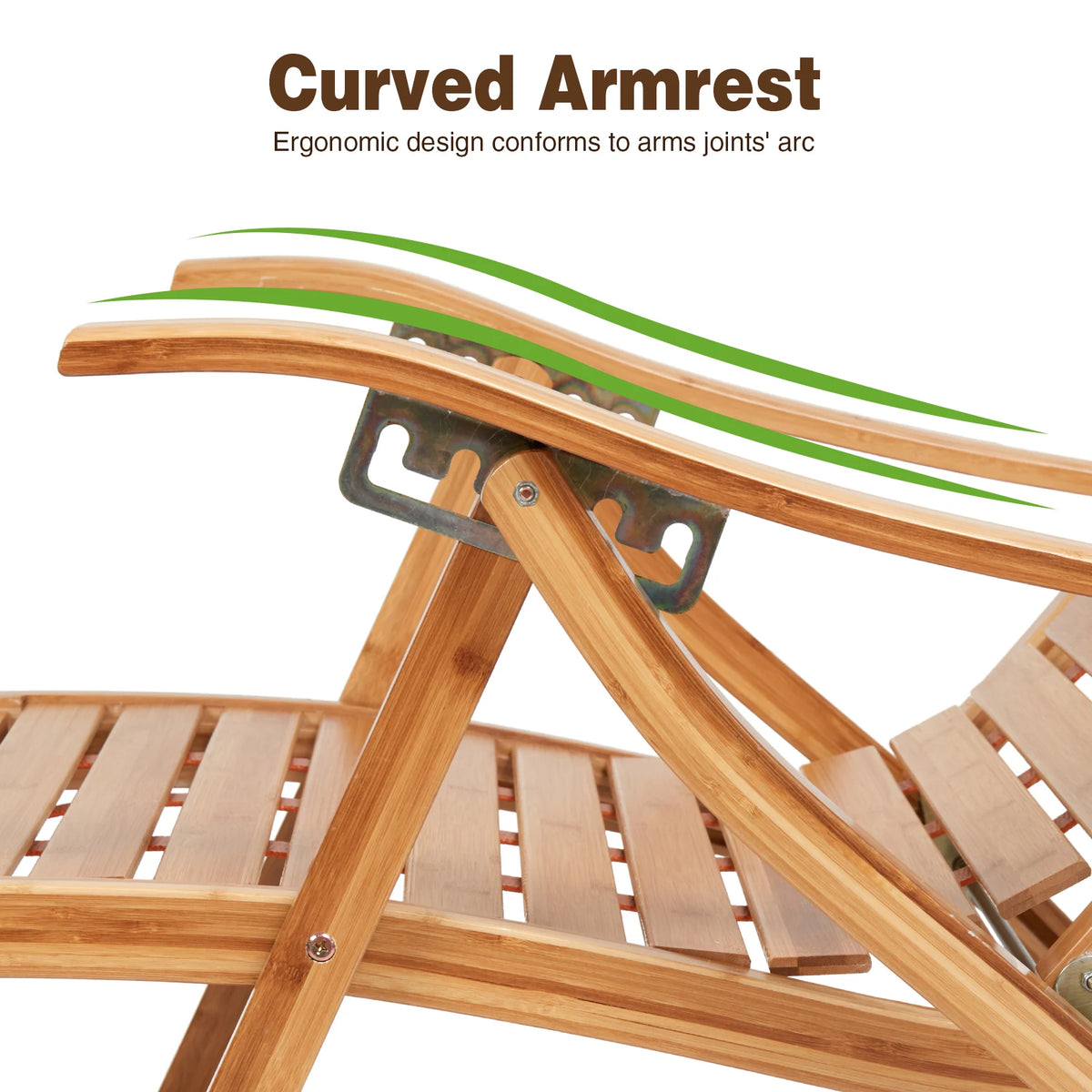 BINGOPAW Heavy Duty Bamboo Adjustable Rocking Lounge Recliner Chair