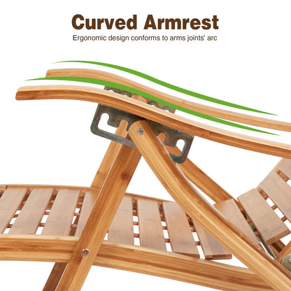 BINGOPAW Heavy Duty Bamboo Adjustable Rocking Lounge Recliner Chair