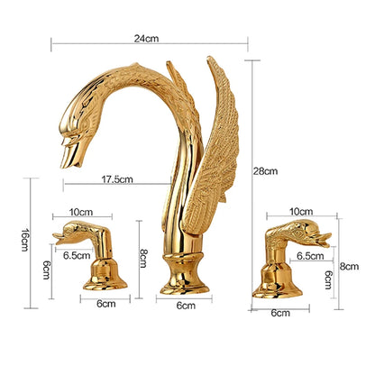 Luxurious Golden Bathroom Basin Faucet Brass Double Handle Hot Cold Sink Mixer Tap Swan Shape Basin Faucet Bathtub Mixers Crane
