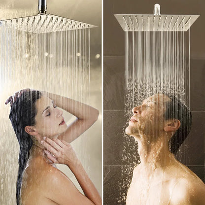 Stainless Steel Ultrathin Shower Head 16" Rainfall Shower Faucet Head Chrome Bathroom Large Flow Showerhead Faucet Accessory
