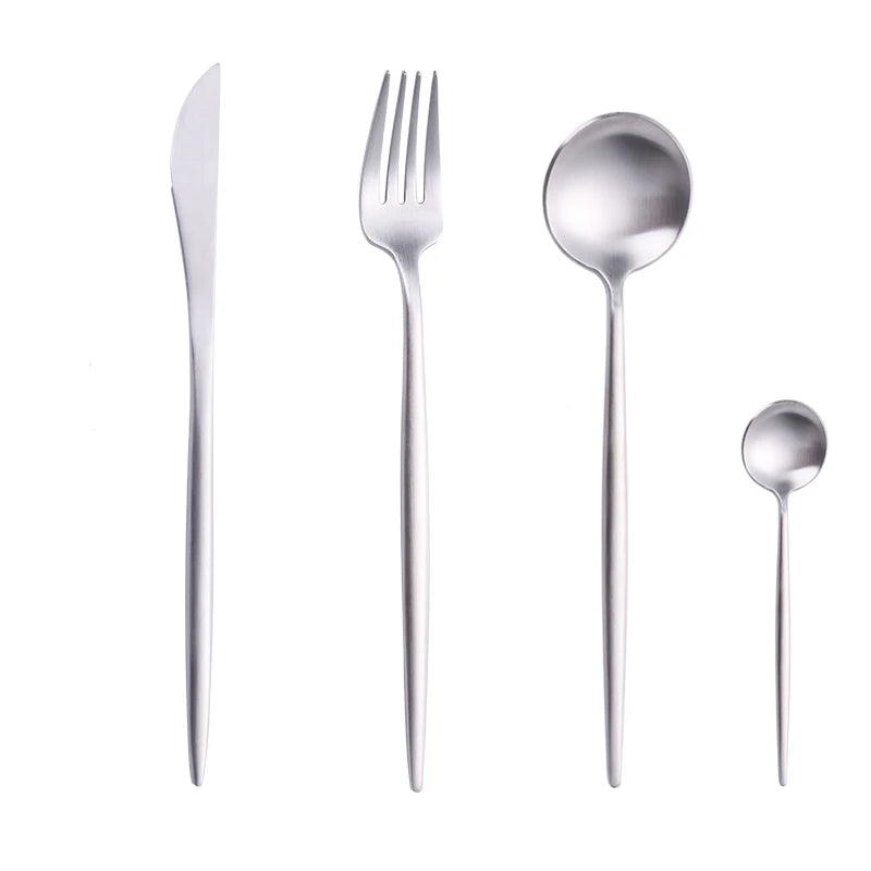 Gold Cutlery Set Forks Spoons Knives Tableware Steel Cutlery Set Stainless Steel Dinnerware Set Spoon Knife Fork Custom Logo