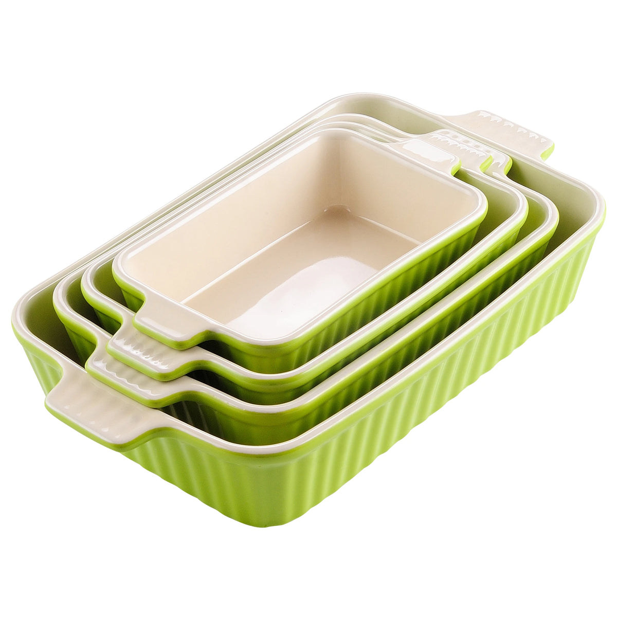 MALACASA Ceramic Baking Dish Set With Handles For Casseroles
