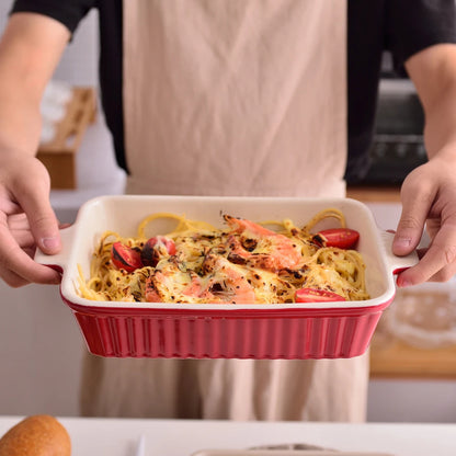 MALACASA Ceramic Baking Dish Set With Handles For Casseroles
