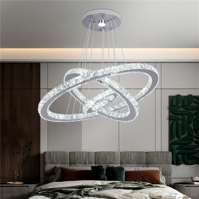 Luxury K9 Crystal Led Modern Pendant Light Chandelier DIY Shape Nordic Ceiling Lamp Lustre Living Dining Room Hang Decor Fixture