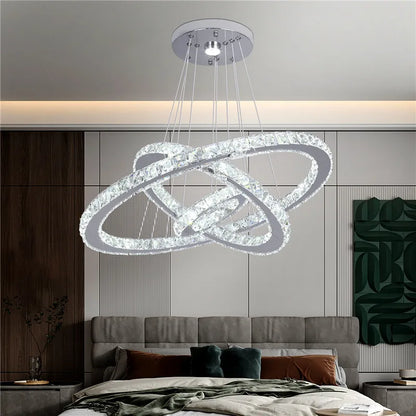 Luxury K9 Crystal Led Modern Pendant Light Chandelier DIY Shape Nordic Ceiling Lamp Lustre Living Dining Room Hang Decor Fixture