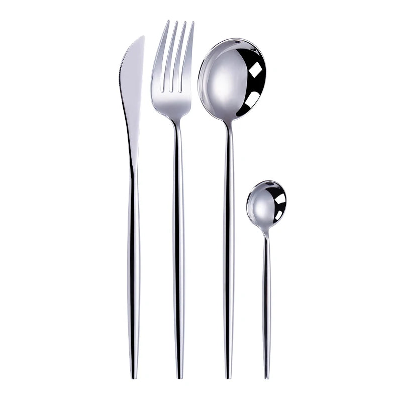 Gold Cutlery Set Forks Spoons Knives Tableware Steel Cutlery Set Stainless Steel Dinnerware Set Spoon Knife Fork Custom Logo