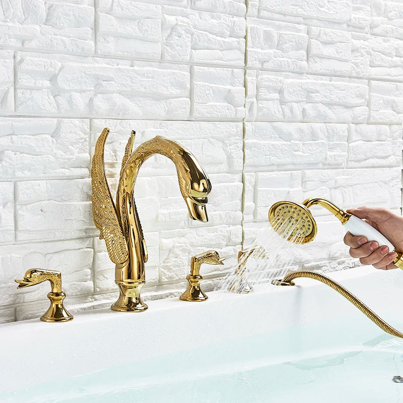SHBSHAIMY Swan Shape Widespread Bathtub Faucet Mixer