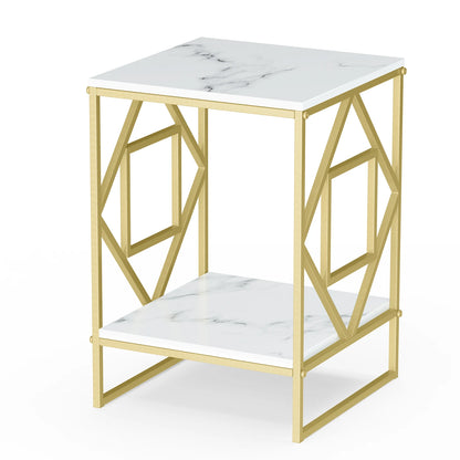 Wisfor Modern Marble Coffee Table Gold Frame For Living Room
