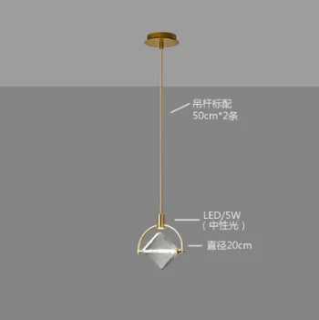 Modern Pendant Light Luxury Nordic Indoor K9 Crystal Led Ceiling Lamp Chandelier Creative Bedside Iron Art Bar Home Decoration